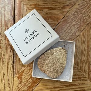 Nickel & Suede Gold Teardrop Earrings